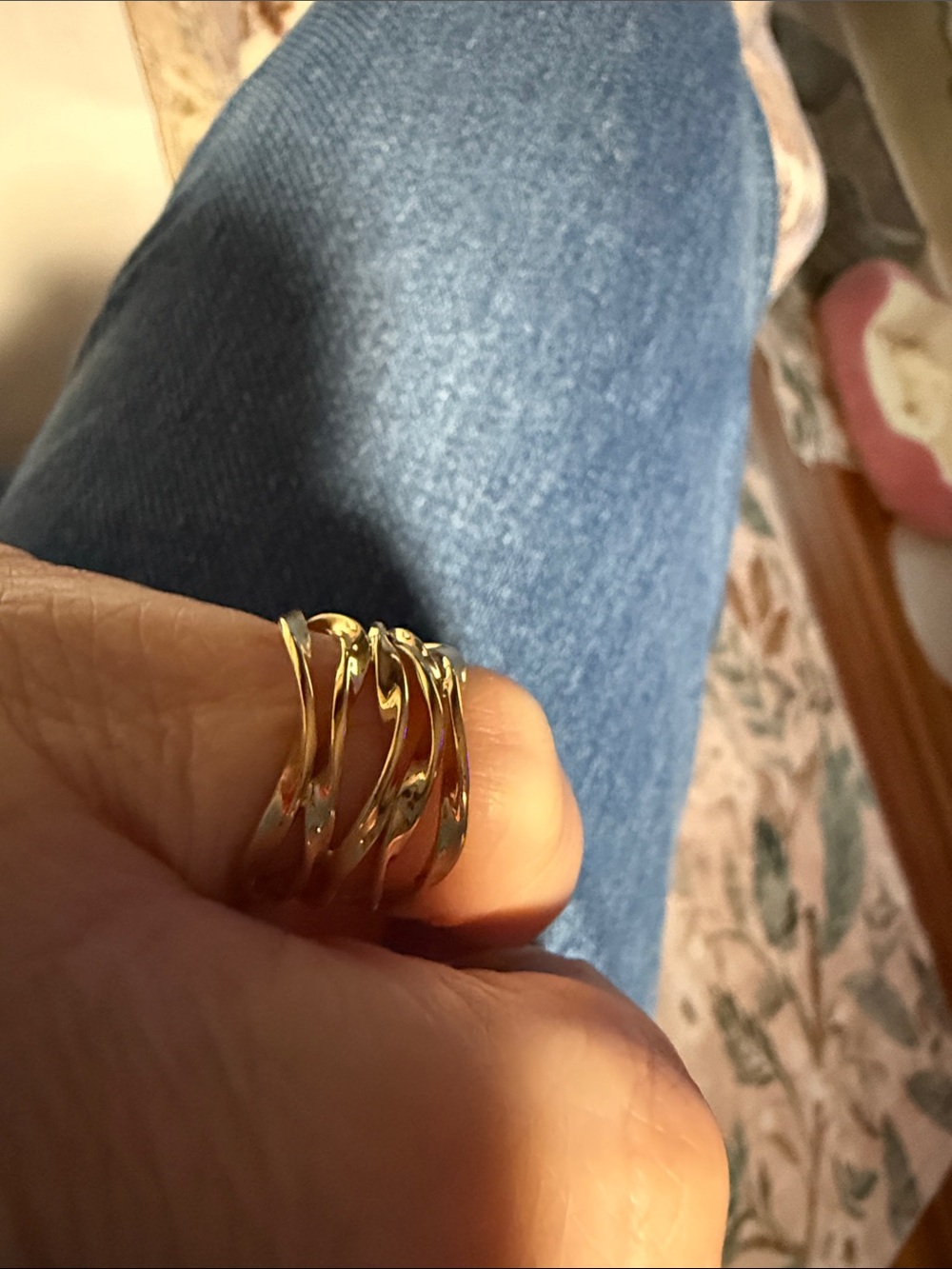 Christian James by Scott Grimes Gold-Tone 925 SS 5 band Ripple Ring